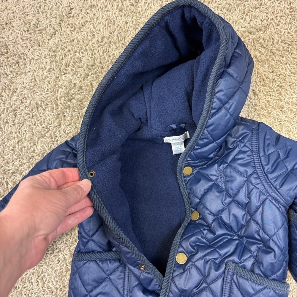 Ralph Lauren navy hooded barn bunting sz 3 months - Picture 6 of 7